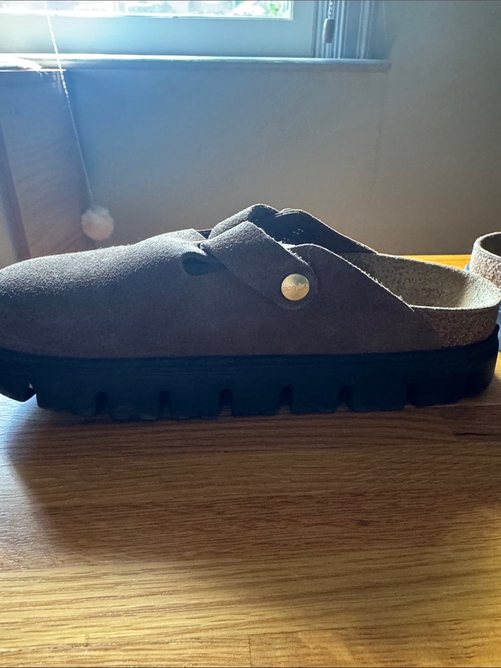 Birkenstock Kids Suede Clog Slides in Light Brown - Picture 3 of 5